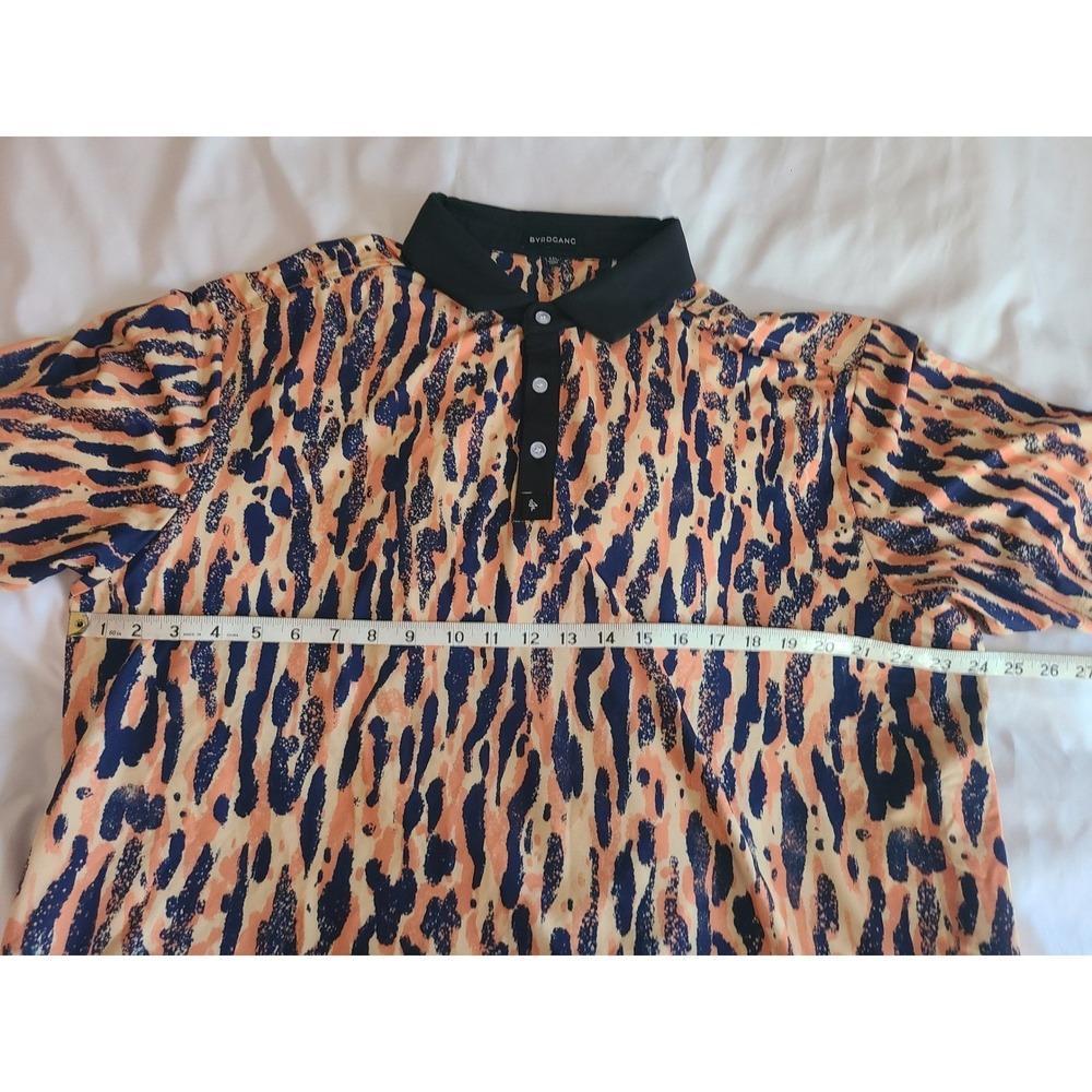 BYRDGANG Mens XXL Leopard Print Short Sleeve Golf Polo Shirt Colorful Collar - Picture 11 of 16